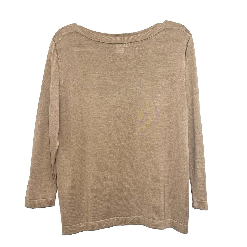 Coldwater Creek Brown Silk Blend 3/4 Sleeves Sweater Top Large Relaxed Layering